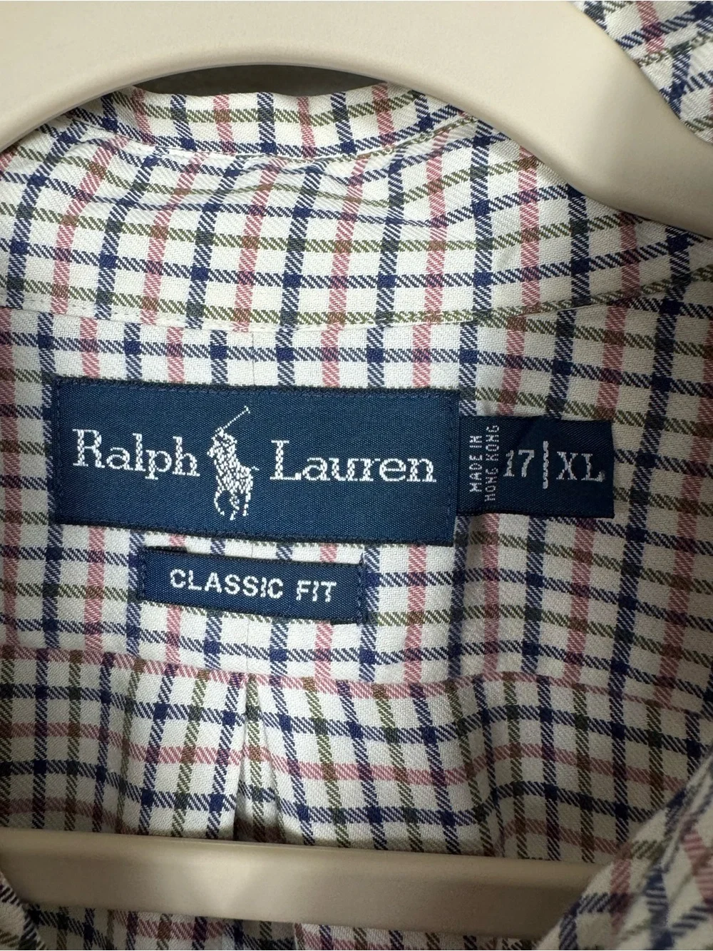 Vintage Ralph Lauren Classic Fit Mens Button Up Shirt XL Check Preppy Career